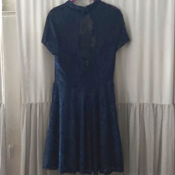 Sixty Triangles juniors Blue lace 2fer flowy dress Sz 13 - Picture 1 of 16